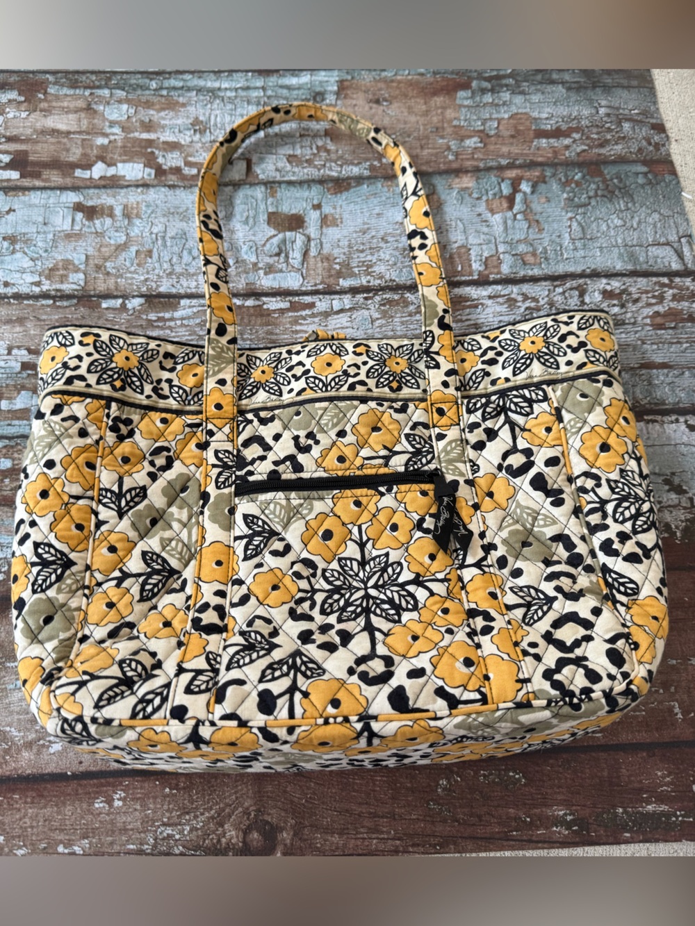 Vera Bradley Yellow Floral Quilted Tote Bag